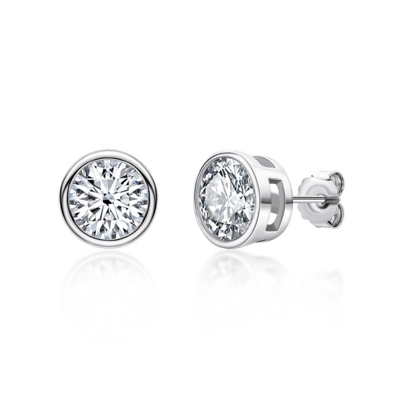 Elegant 0.5–2 Carat White Moissanite Bezel Earrings for Women in 925 Sterling Silver | Mireli Jewelry