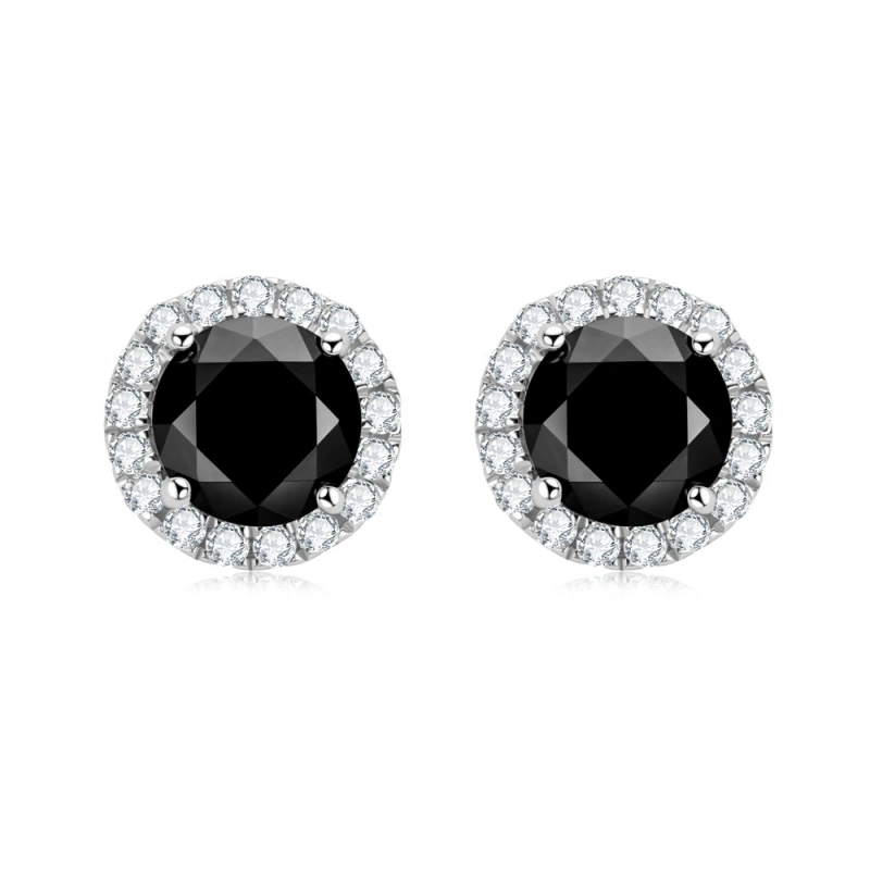 0.8 Carat Black Moissanite Halo Stud Earrings – Exquisite Women’s Gift in 925 Sterling Silver by Mireli Jewelry