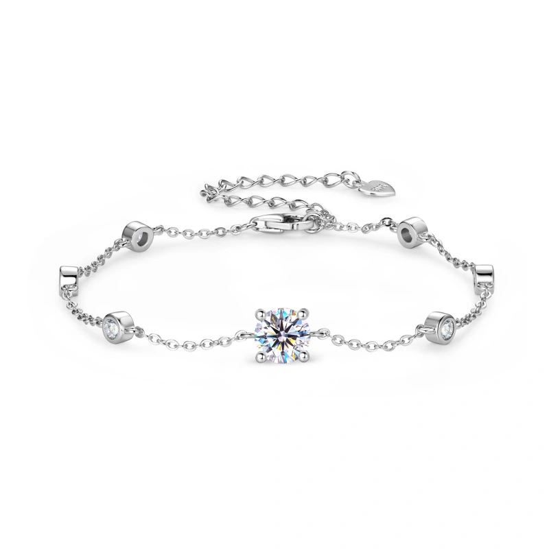 1 Carat Moissanite Bracelet in 18K Gold Plated & S925 Sterling Silver Plated Jewelry - Elegant Gift for Women by Mireli Jewelry
