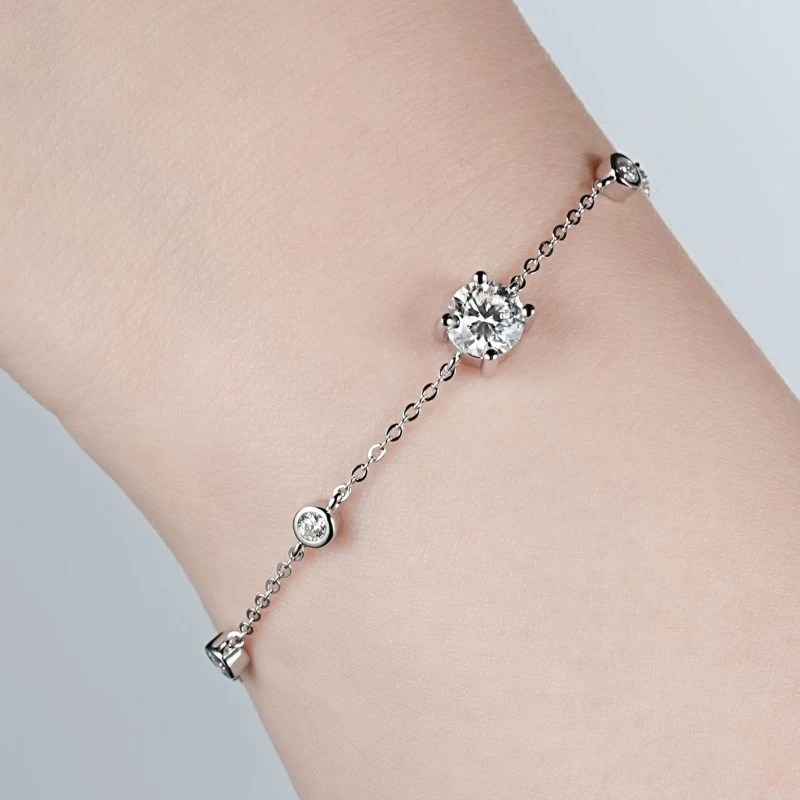 1 Carat Moissanite Bracelet in 18K Gold Plated & Sterling Silver - Fine Jewelry Gift for Women by Mireli Jewelry