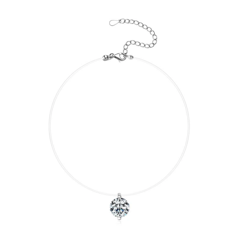 2 Carat D-Color Moissanite Floating Pendant Necklace by Mireli Jewelry
