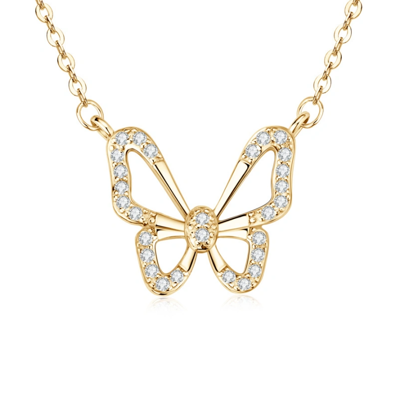 Aurora Butterfly Necklace for Women – 18K Gold Plated Sterling Silver with CZ Stones by Mireli Jewelry