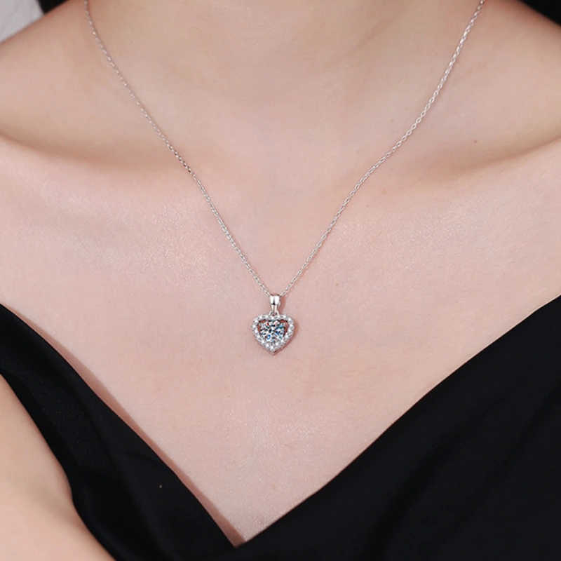 Brilliant Heart-Shaped Moissanite Pendant and Earrings Set for Women 925 Sterling Silver Gift | Mireli Jewelry