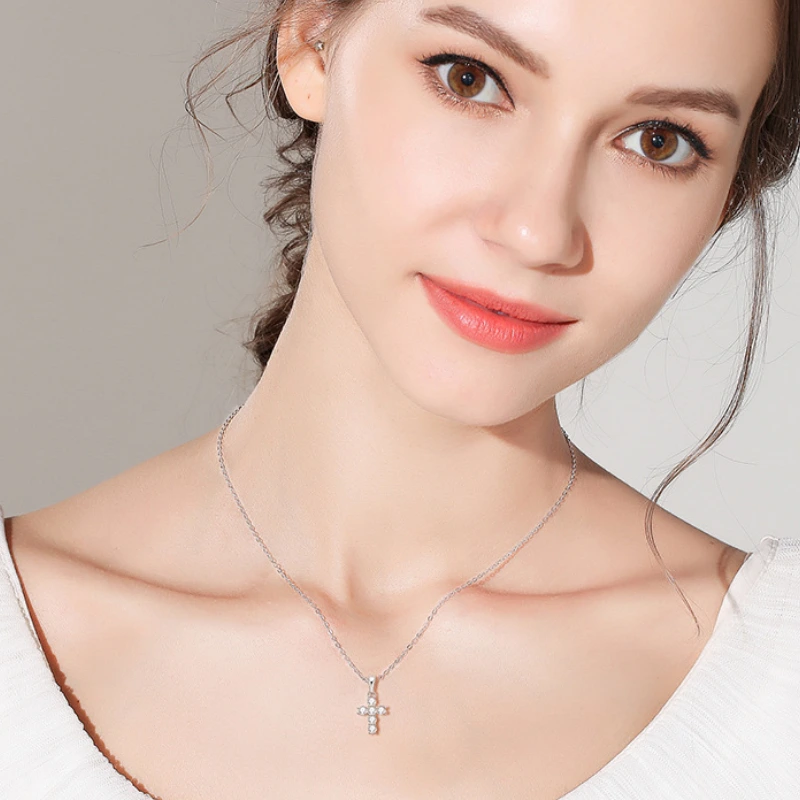 Celestia moissanite cross necklace for women – 18K gold-plated sterling silver pendant gift by Mireli Jewelry