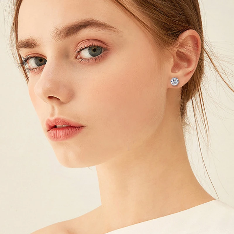 0.5–2 carat moissanite stud earrings in 925 sterling silver – holiday gift for women by Mireli Jewelry