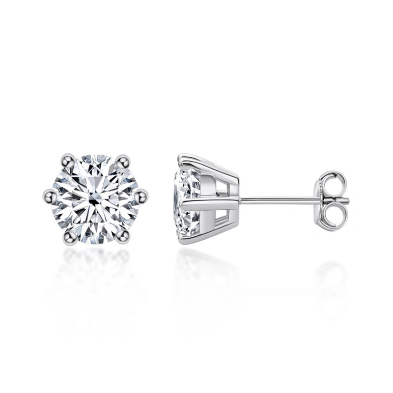 0.5–2 carat classic 6 prong moissanite stud earrings in 925 sterling silver – Mireli Jewelry gift for women