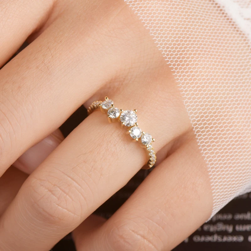 Elegant five-stone moissanite ring for women in S925 silver – Mireli Jewelry USA exclusive