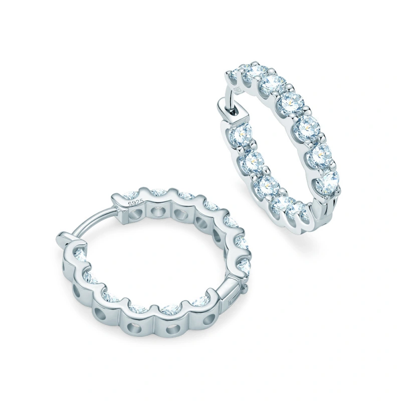 Mireli Jewelry S925 Sterling Silver Moissanite Hoop Earrings for Women – Luxurious Gift of Sparkling Elegance