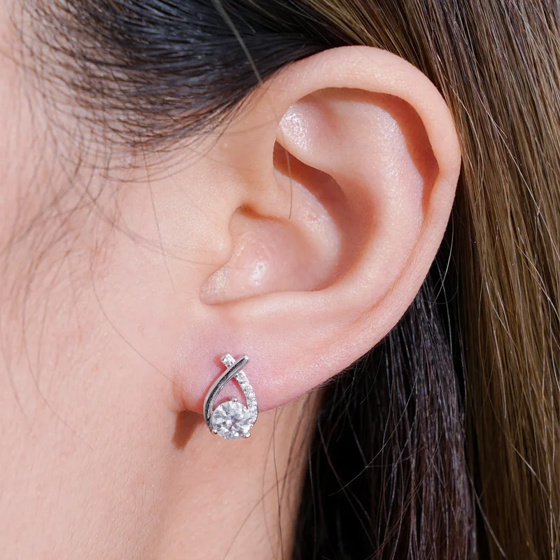 Sleek Moissanite Fish Tail X Design Stud Earrings – 18K Gold-Plated 925 Silver, Elegant Gift for Women by Mireli Jewelry