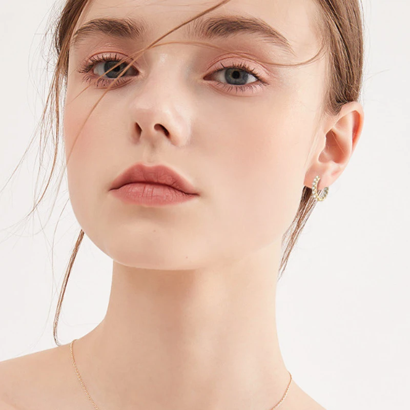 Mireli Jewelry Stylish S925 Sterling Silver Moissanite Hoop Earrings for Women – 18K White & Yellow Gold Plated, Luxury Gift