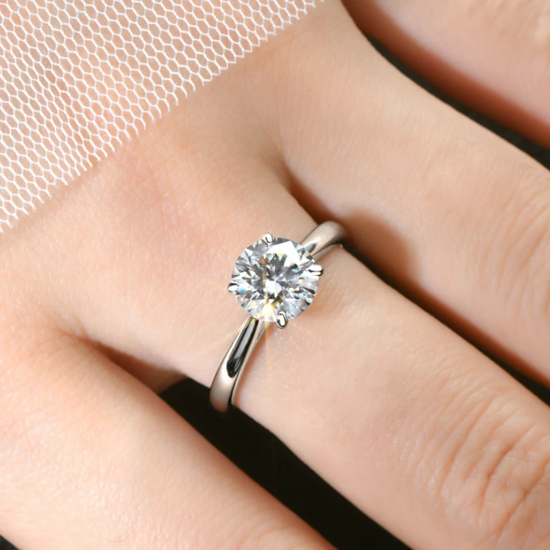 Timeless Moissanite Promise Ring Set for Her 925 Sterling Silver 18K White Gold Plated by Mireli Jewelry