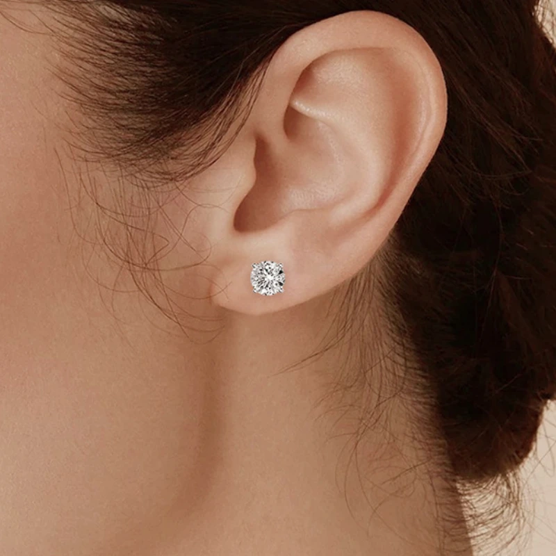 Timeless Yellow 4 Prong Moissanite Stud Earrings for Women, 0.5–2 Carat, in 925 Sterling Silver with 18K Gold Plating – Mireli Jewelry