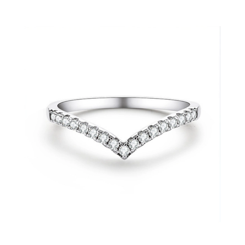 V-shaped moissanite ring in 18K gold plated S925 sterling silver, a luxurious gift for women by Mireli Jewelry.
