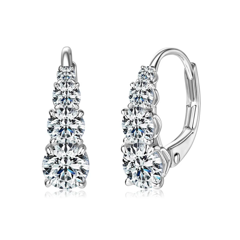 White 925 Sterling Silver Moissanite Drop Earrings – Meteor-Inspired Elegant Gift for Women by Mireli Jewelry
