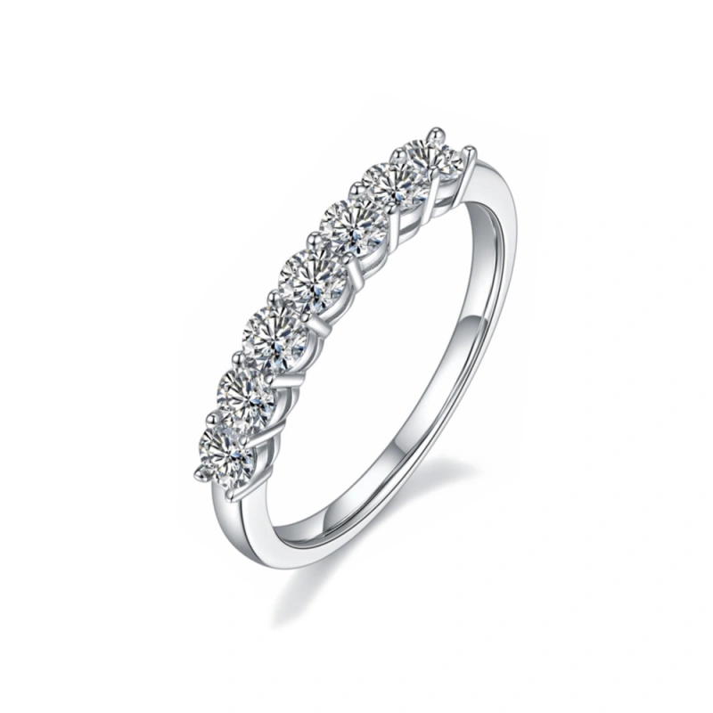 Women's Seven-Stone Moissanite Promise Ring in 925 Sterling Silver - Mireli Jewelry