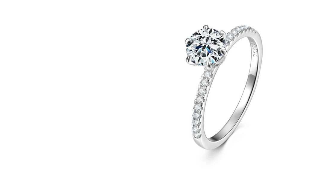 1 Carat Moissanite Solitaire Ring – Timeless 6 Prong Sterling Silver Engagement Ring for her, elegant gift, available for purchase in UK, USA, Canada, Australia, Germany, France, Japan, Korea, New Zealand.