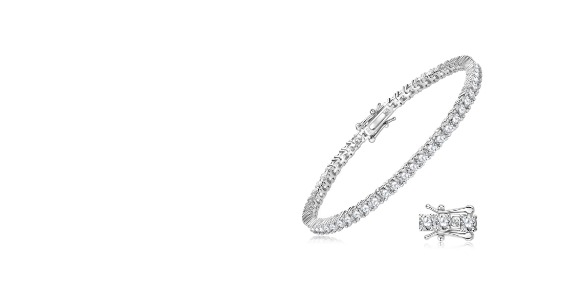 Elegant 17cm white gold moissanite tennis bracelet in 925 sterling silver – ideal gift for women