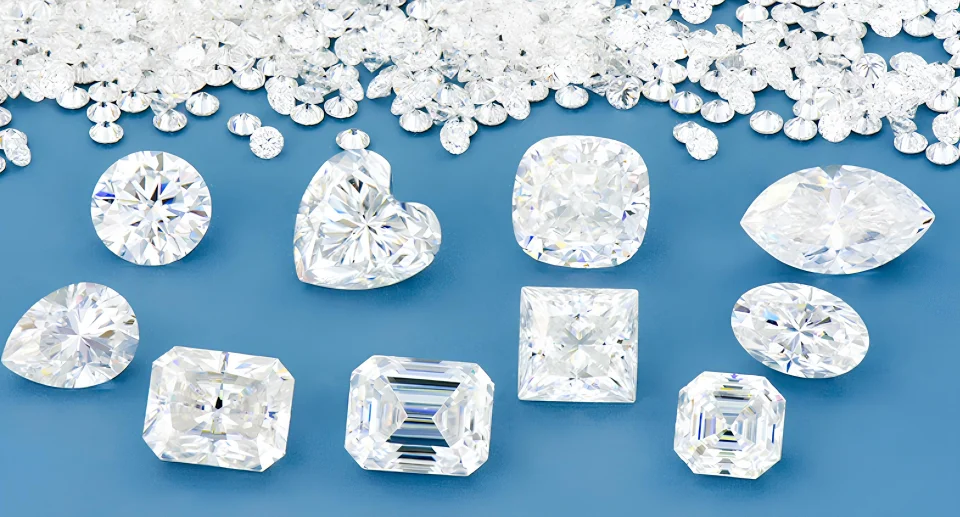 Moissanite gemstone with carat and price comparison to diamond