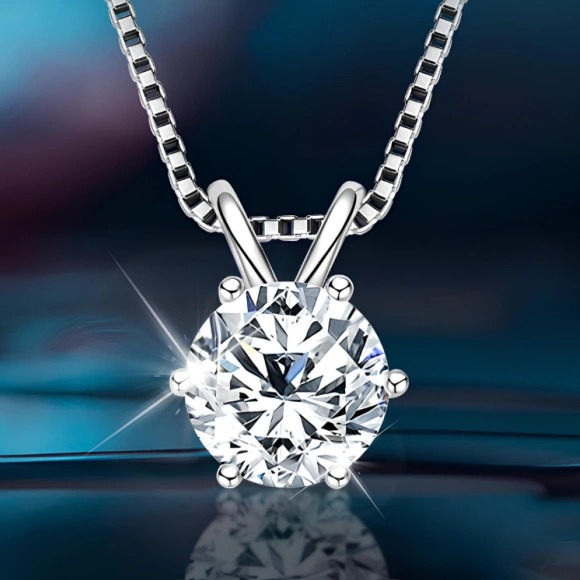 Luxe Claw Moissanite Necklace – Timeless 6-Prong S925 Silver Pendant