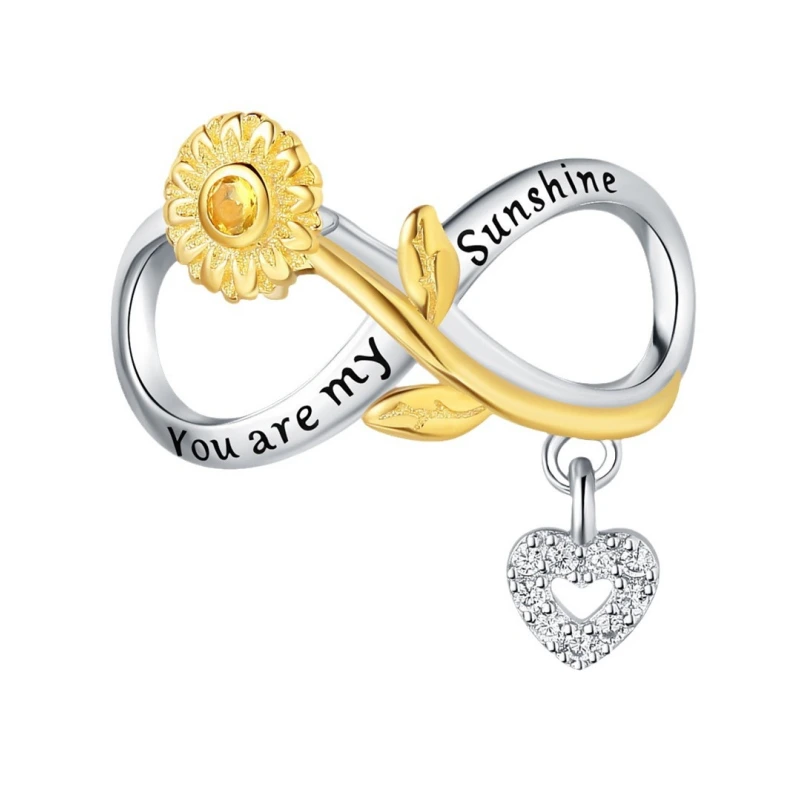 Sunflower Infinity Heart Charm 925 Sterling Silver Pendant – Perfect for Custom Bracelets & Necklaces, Ideal Gift for Women