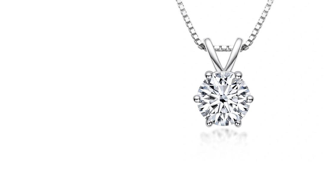 Elegant Moissanite solitaire pendant in 925 sterling silver – timeless 6-prong necklace for women
