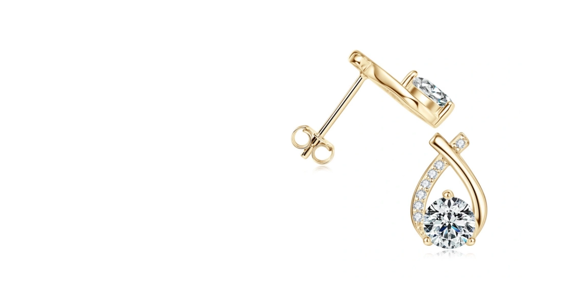 Moissanite X-shaped gold stud earrings for women in 925 sterling silver – luxury gift jewelry